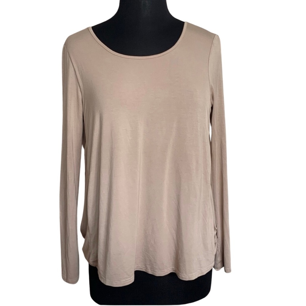 LULU’S Top Tan Twist Back Shirt Size Medium Modal